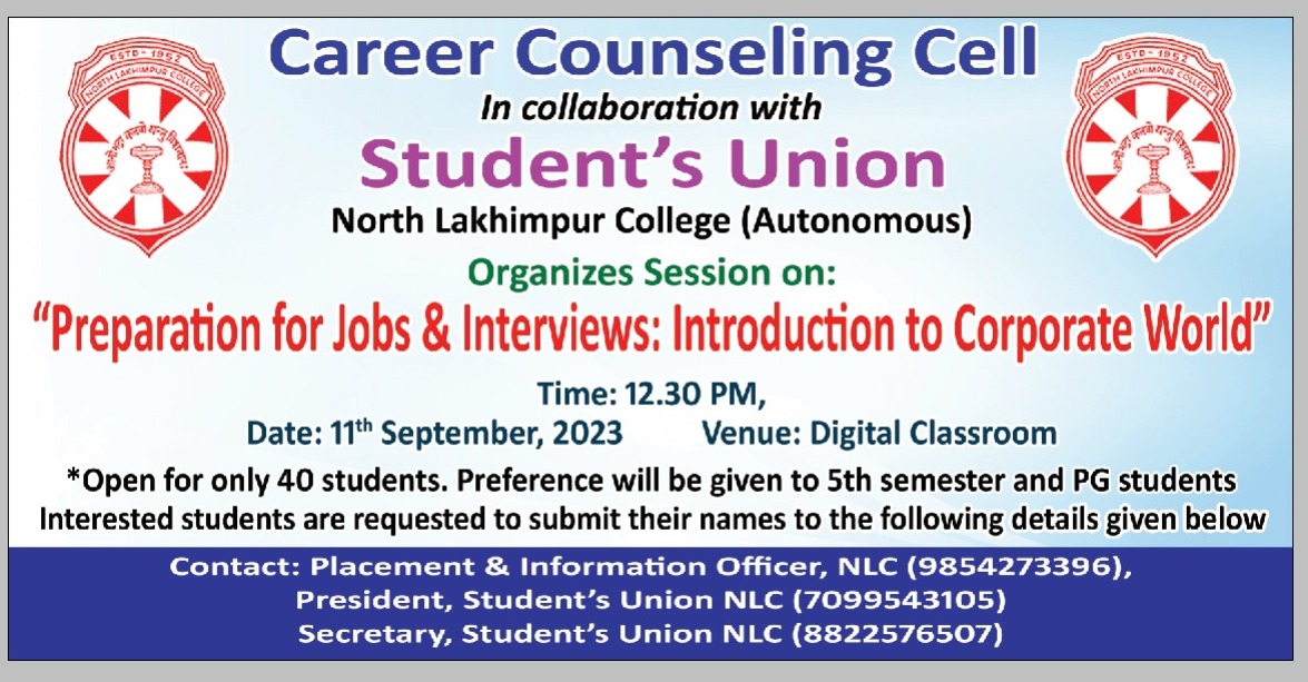 Career Counselling Cell Activity: Preparation for Jobs and Interviews